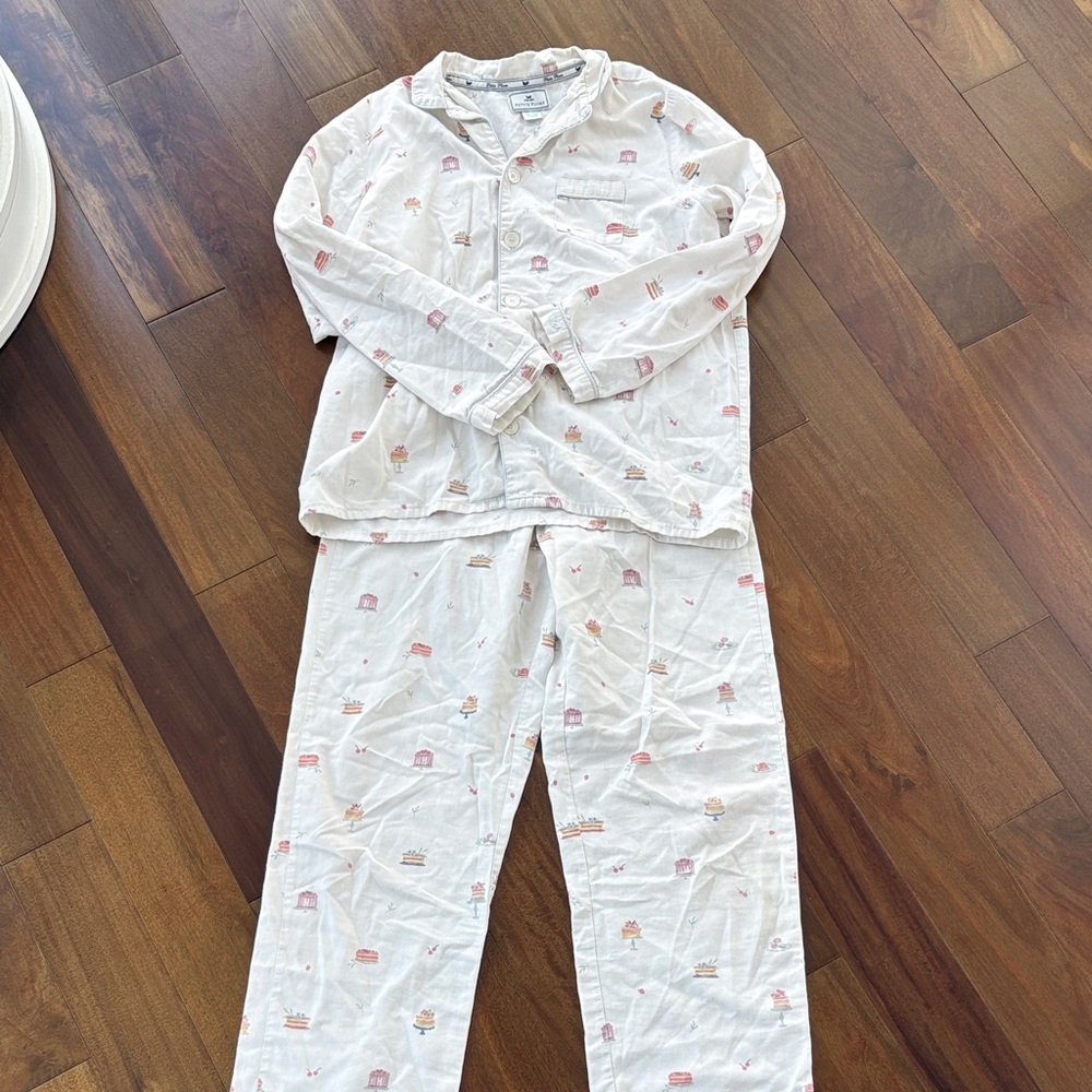 Gender Neutral Kids Pajama Set in White and Pink